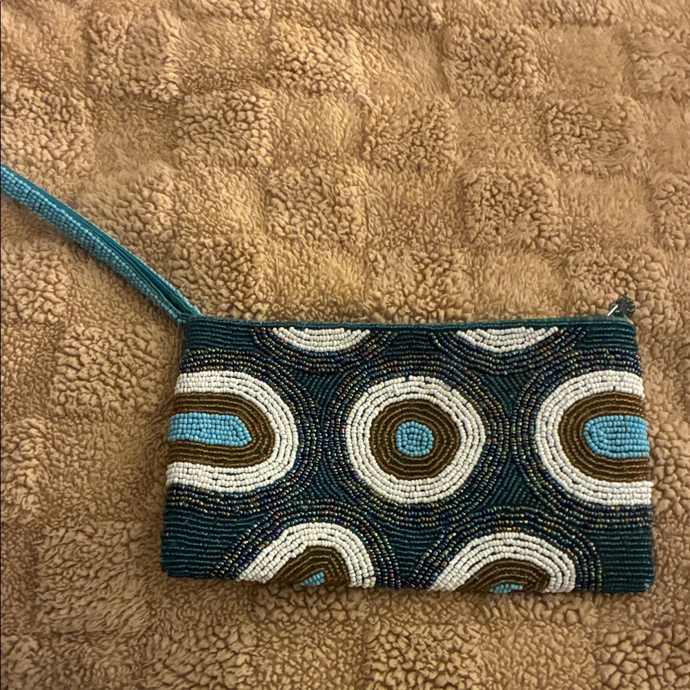 Beaded Clutch with Wristlet - Multicolor